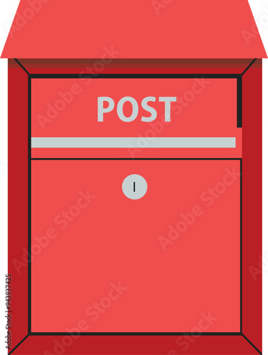 Red Mailbox or Vintage Post Box Illustration