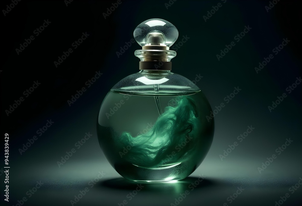 Elegant Perfume Bottle with Mysterious Green Swirl Elegant Perfume Bottle with Mysterious Green Swirl