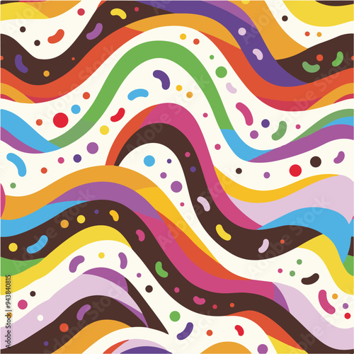 Patrón colorido de dulces y chocolate con chispas de colores 