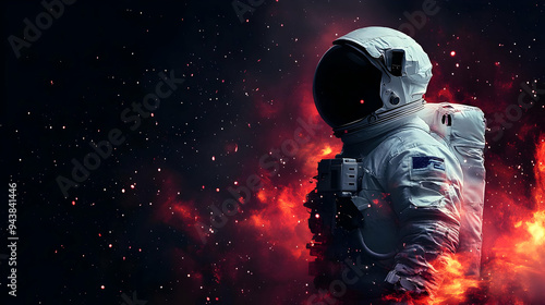 Astronaut in a fiery space ...