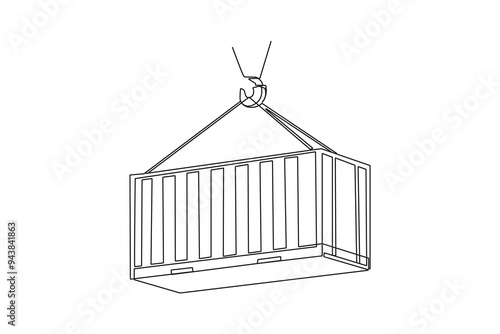 Single continuous line drawing of Warehouse, shipping, port, cargo activity and all about port activity. port and cargo minimalist concept. Simple line.