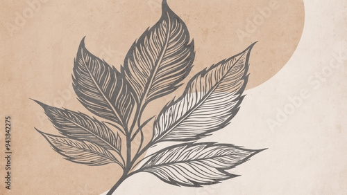 Botanical background. Abstract plant shapes. Minimalist illustration for printing on wall decorations.
