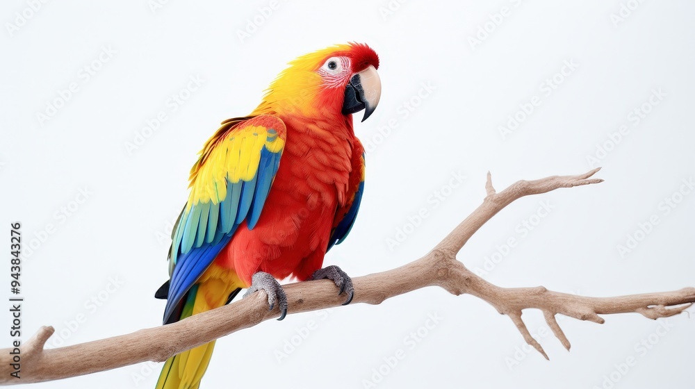 Fototapeta premium A Vibrant Scarlet Macaw Perched on a Branch