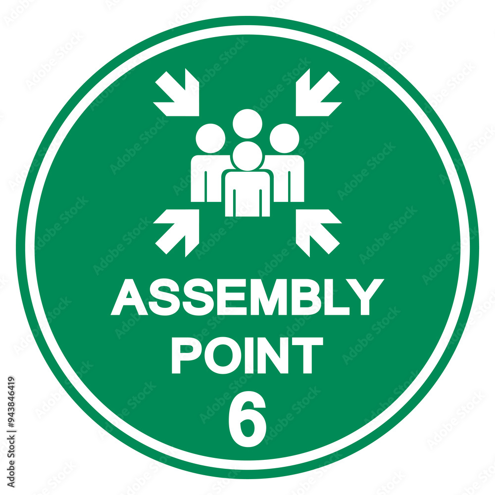 Assembly Point 6 Symbol Sign, Vector Illustration, Isolated On White Background Label .EPS10 Assembly Point 6 Symbol Sign, Vector Illustration, Isolated On White Background Label .EPS10
