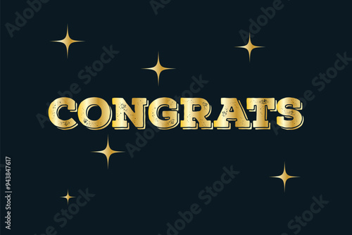 Congrats hand lettering 3d in gold, congrats typography, calligraphy