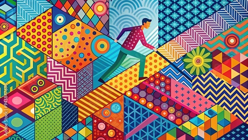 - Inspiring determination, graphic patterns, vibrant colors, conquering challenges photo