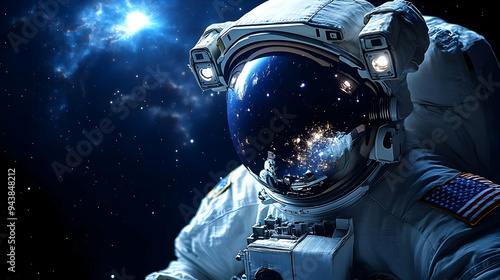 Astronaut in space suit gaz...