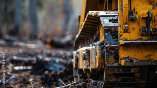 Close-up of a track feller buncher's cutting head