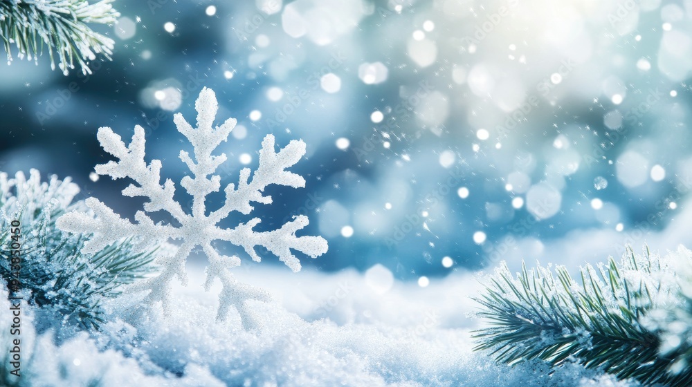 Delicate snowflakes cascade across a wintery scene, with ample space for holiday messaging. The background is crisp and clean, perfect for Christmas. Delicate snowflakes cascade across a wintery scene, with ample space for holiday messaging. The background is crisp and clean, perfect for Christmas.