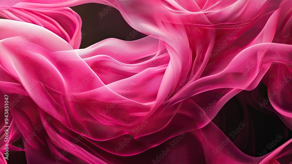 Obraz premium Dynamic abstract composition featuring fluid pink ribbons, creating an elegant and mesmerizing motion effect.
