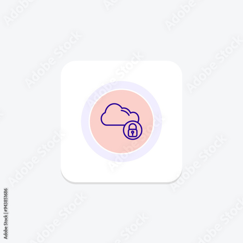 Secure Cloud icon, cloud, security, protection, cyber line icon, editable vector icon, pixel perfect, illustrator ai file