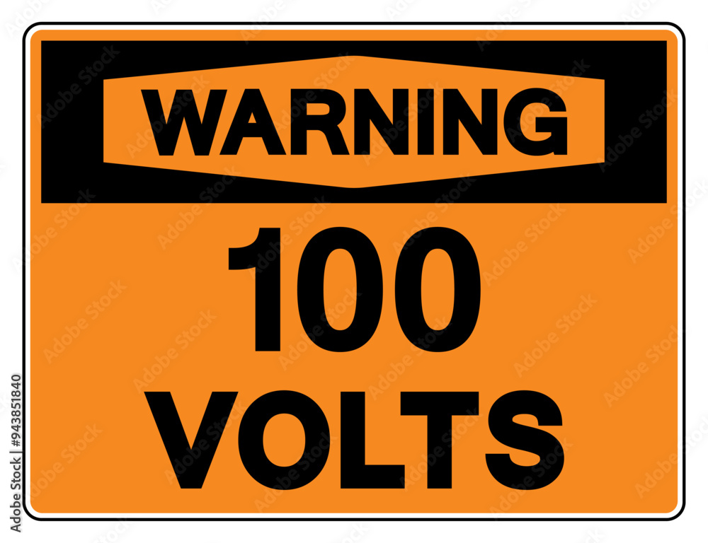 Obraz premium Warning 100 Volts Tag Symbol Sign,Vector Illustration, Isolate On White Background Label. EPS10