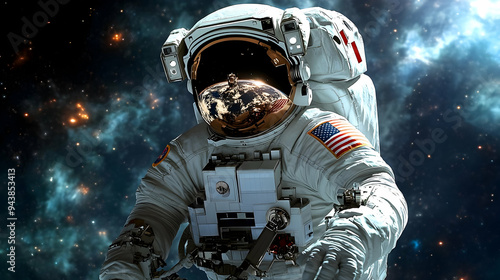Astronaut in space suit wit...