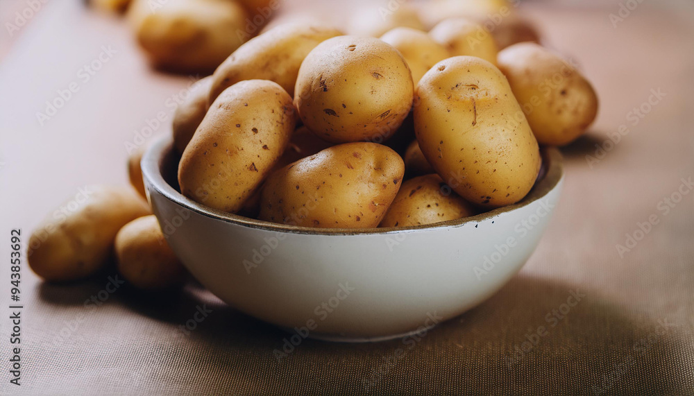 Bowl of raw potatoes. Fresh and tasty harvest. Farm product. Delicious and ripe vegetable. Bowl of raw potatoes. Fresh and tasty harvest. Farm product. Delicious and ripe vegetable.