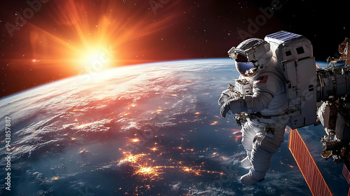 Astronaut spacewalking with...