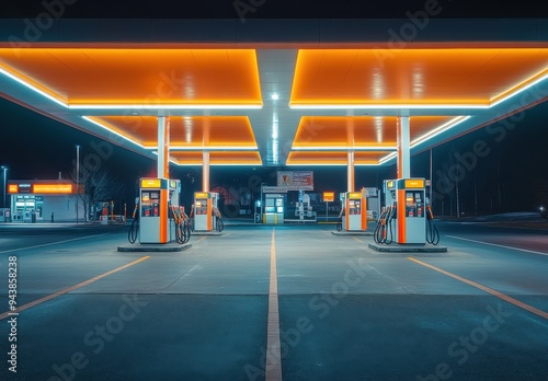 Gas Station at Night