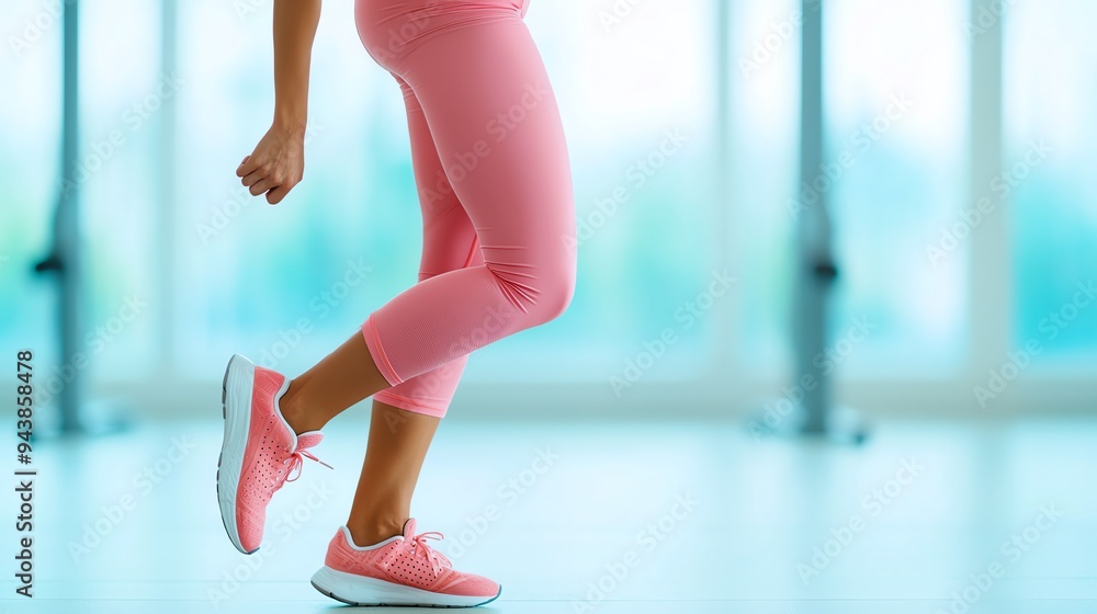 Athletic woman doing lunges in a bright gym, focused on leg strength, fitness goals Athletic woman doing lunges in a bright gym, focused on leg strength, fitness goals