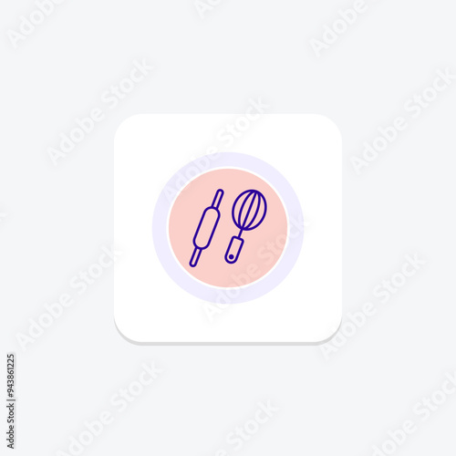 Mixer and Baking Tools icon, baking, tools, kitchen, cookware line icon, editable vector icon, pixel perfect, illustrator ai file