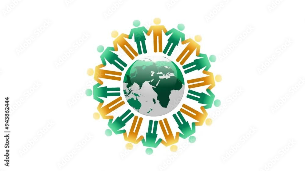 People holding hands around Earth, unity and global community animation People holding hands around Earth, unity and global community animation