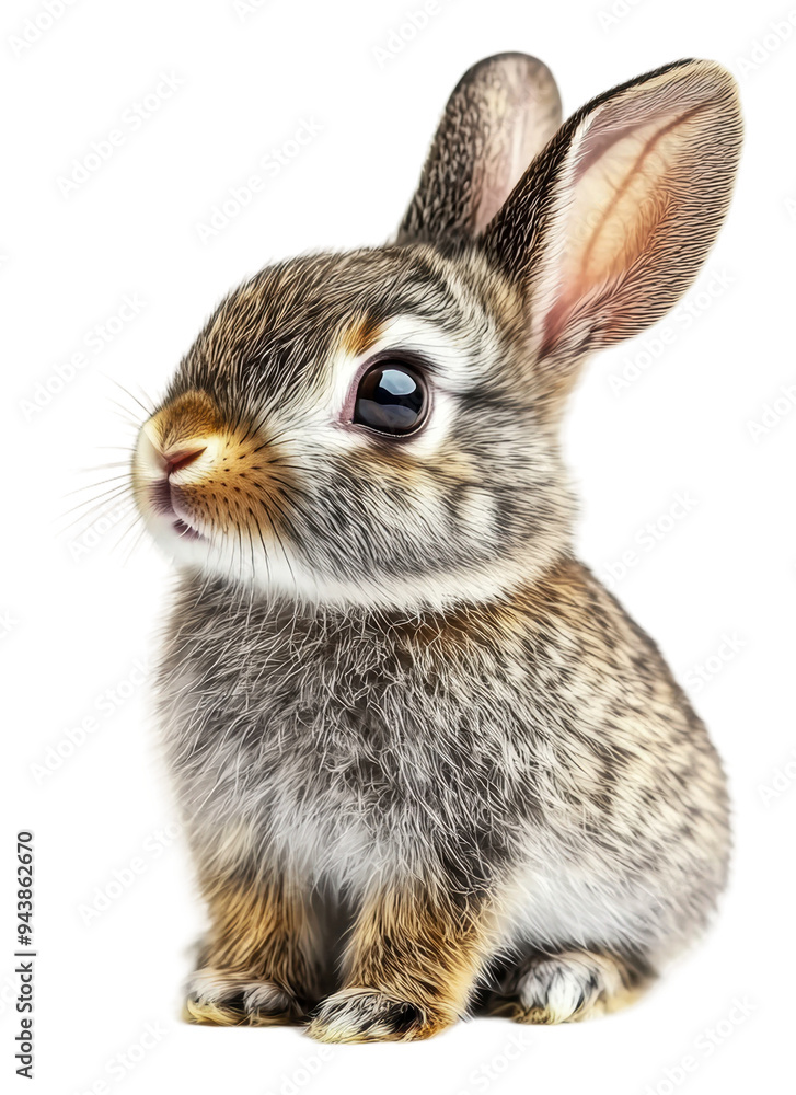 Fototapeta premium PNG Cute rabbit sitting on a white background
