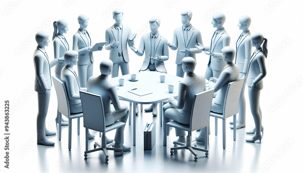 3D Business team in a candid discussion during a meeting concept as A candid shot capturing a business team in the middle of a lively discussion during a meeting. The camera is positioned slightly off 3D Business team in a candid discussion during a meeting concept as A candid shot capturing a business team in the middle of a lively discussion during a meeting. The camera is positioned slightly off