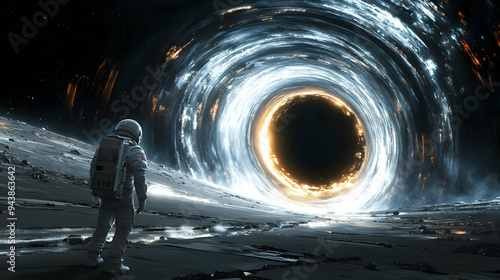 Astronaut stands on a barre...