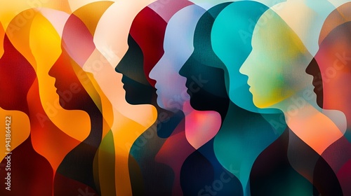 Abstract silhouette of a woman thinking, representing intelligence and mind