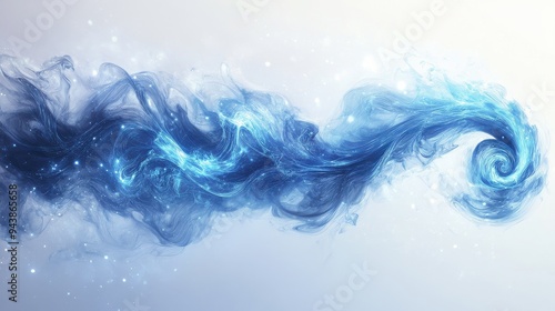 Mystical wind elemental with vivid air spirals, glowing light trails, perfect lighting, clean white background,