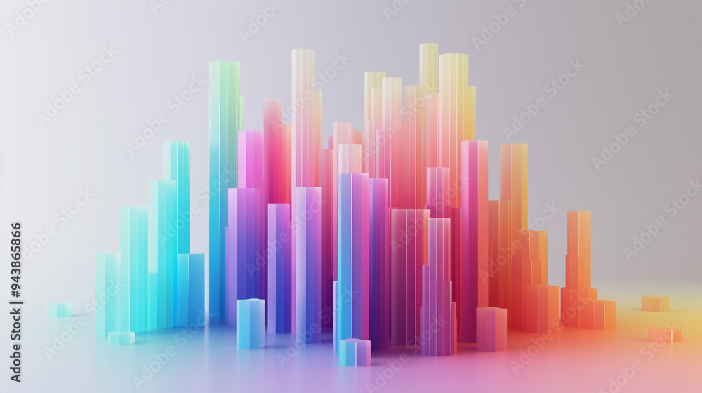 White Background with Holographic Chart Shape. White Background with Holographic Chart Shape.