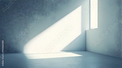 A lone window casts a warm luminous glow into an empty minimalist room creating a serene and tranquil atmosphere