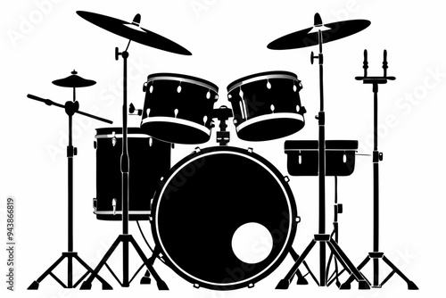 Drum Set silhouette vector illustration