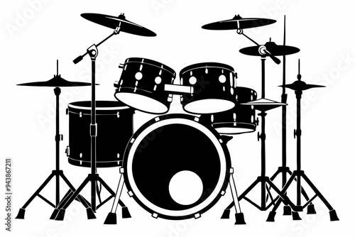 Drum Set silhouette vector illustration