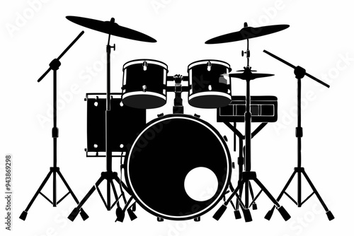 Drum Set silhouette vector illustration