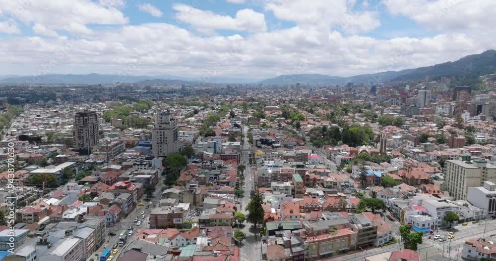 Drone shot over Bogota, Colombia, on a sunny day Drone shot over Bogota, Colombia, on a sunny day