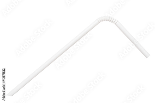 Cutout white plastic straw. Climate change, recycling and waste prevention concept.