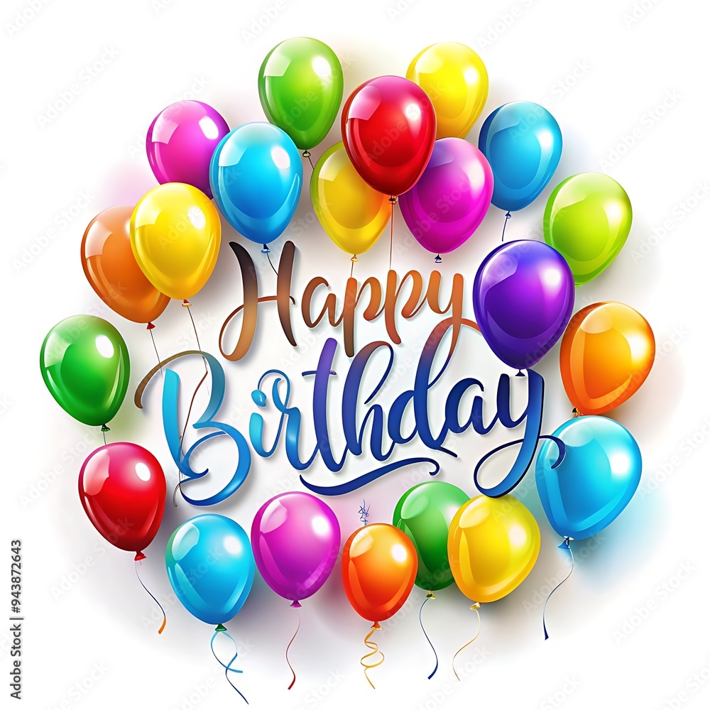 Happy birthday background with colored balloons Happy birthday background with colored balloons