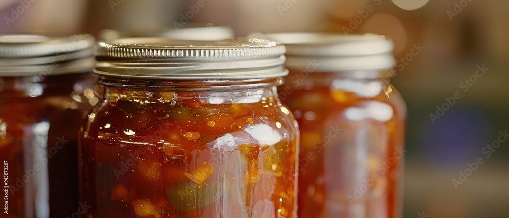Homemade jam in glass jars, showcasing vibrant colors and textures, perfect for culinary and food photography. Homemade jam in glass jars, showcasing vibrant colors and textures, perfect for culinary and food photography.