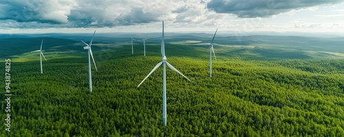 Wind farm designed with native plant restoration around turbines, natural energy, habitat conservation