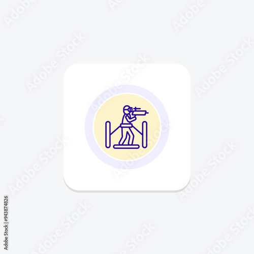 Filming, video recording purple line icon on a colorful circle, stylish icon, ai illustrator file