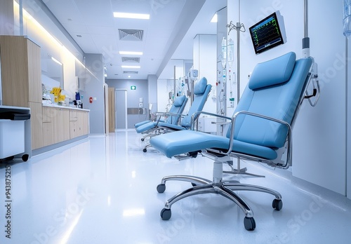 Hospital Corridor with Reclining Chairs