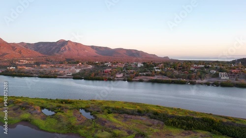 Drone shot of river banks in baja california sur mexico photo