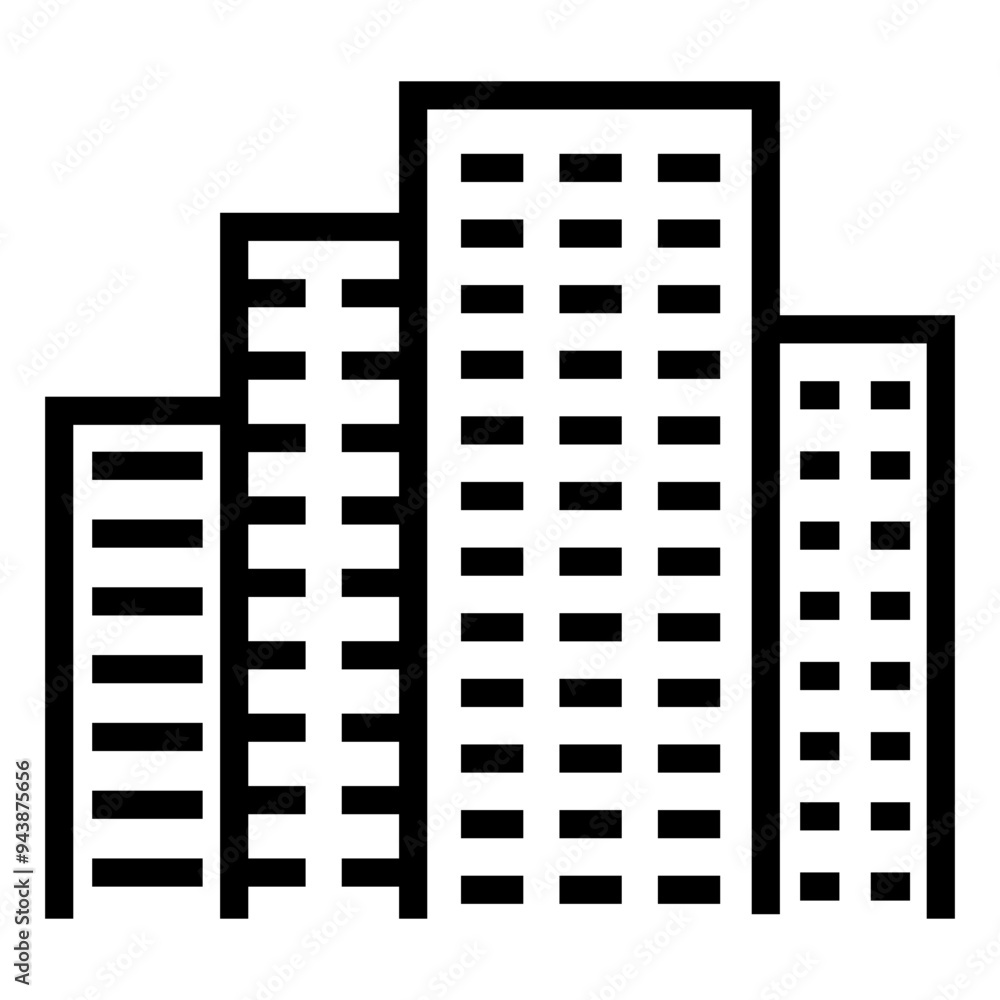 Outline skyscrapers illustration, line art buildings icon. Outline skyscrapers illustration, line art buildings icon.