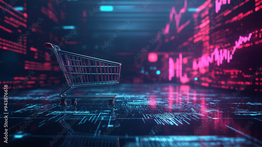 E-commerce Metrics Futuristic Background for Online Retail Analytics. E-commerce Metrics Futuristic Background for Online Retail Analytics.