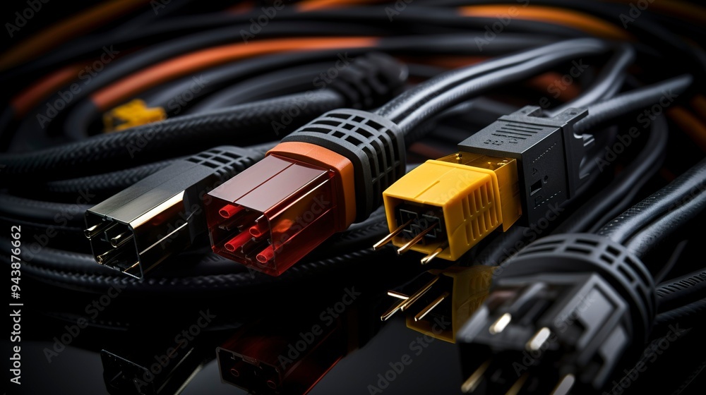 A photo of a computer power supplys modular cable A photo of a computer power supplys modular cable