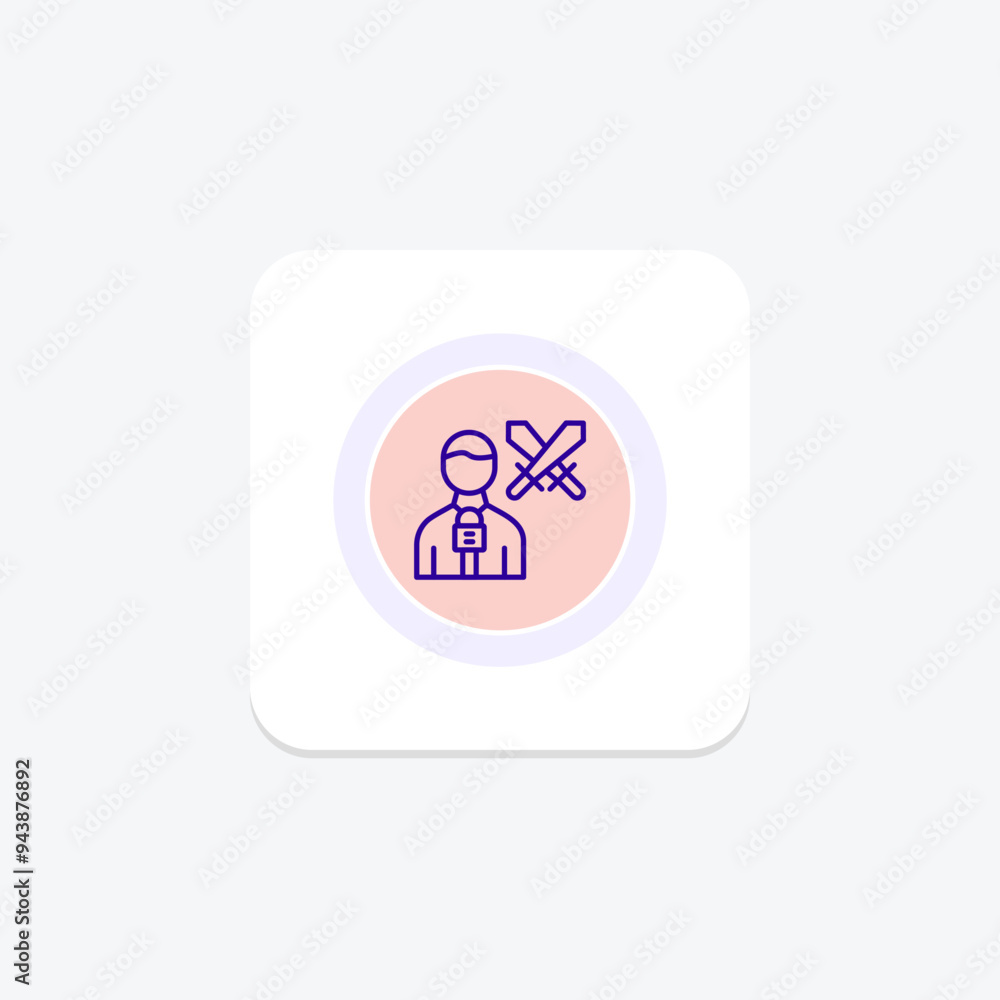War Correspondent line icon , vector, pixel perfect, illustrator file War Correspondent line icon , vector, pixel perfect, illustrator file