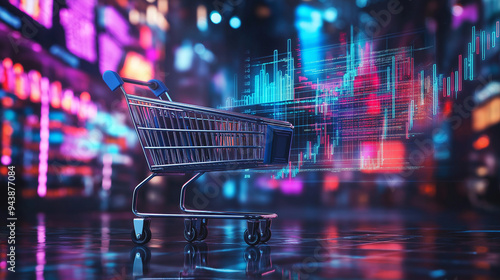 E-commerce Metrics Futuristic Background for Online Retail Analytics.