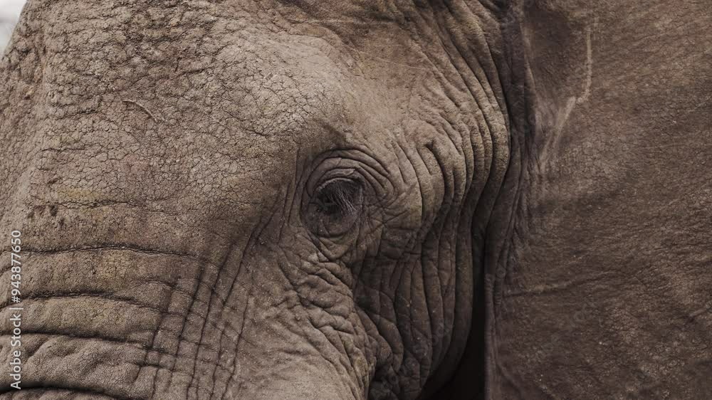 African Elephant Eye Close Up Portrait in Serengeti National Park in Tanzania in Africa, Extreme Close Up Detail of Elephants Eyes and Face on African Wildlife Safari Animals Game Drive African Elephant Eye Close Up Portrait in Serengeti National Park in Tanzania in Africa, Extreme Close Up Detail of Elephants Eyes and Face on African Wildlife Safari Animals Game Drive