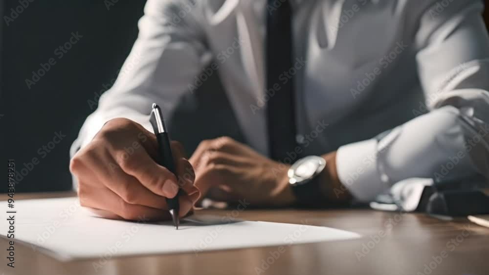 Close-up unrecognizable businessman signing contract to starting project investment putting signature on legal document Close-up unrecognizable businessman signing contract to starting project investment putting signature on legal document