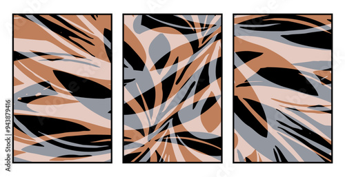 Set of 3 Abstract pattern. Illustration for printing on wall decorations. For use in graphics.