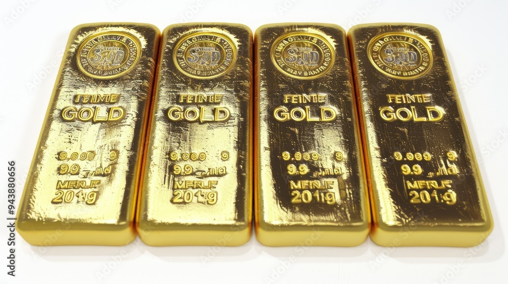 Four Gold Bars with a Fine Gold Seal Four Gold Bars with a Fine Gold Seal
